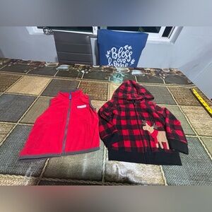 Carter's Red Vest and Black Checkered Hoodie Set